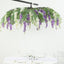 55" Cream Purple Artificial Silk Wisteria Vine Round Hanging Canopy, Draping Garland Flower Chandelier With Interchangeable Branches
