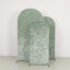 Set of 3 Sage Green Crushed Velvet Chiara Backdrop Stand Covers For Round Top Wedding Arches - 5ft, 6ft, 7ft