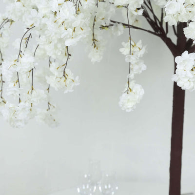 5ft Artificial Cherry Blossom Tree White â€“ Silk Sakura Wishing Tree with Sturdy Metal Base & Realistic Fiberglass
