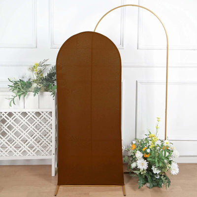 5ft Cinnamon Brown Spandex Fitted Chiara Backdrop Stand Cover For Round Top Wedding Arch - Backdrops