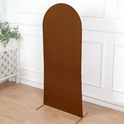 5ft Cinnamon Brown Spandex Fitted Chiara Backdrop Stand Cover For Round Top Wedding Arch - Backdrops