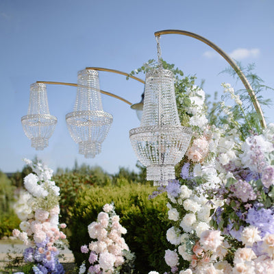 5ft Empire Style Beaded Crystal Chandelier with Silver Ornate Metal Frame Adjustable Hanging Farmhouse Pendant Ceiling
