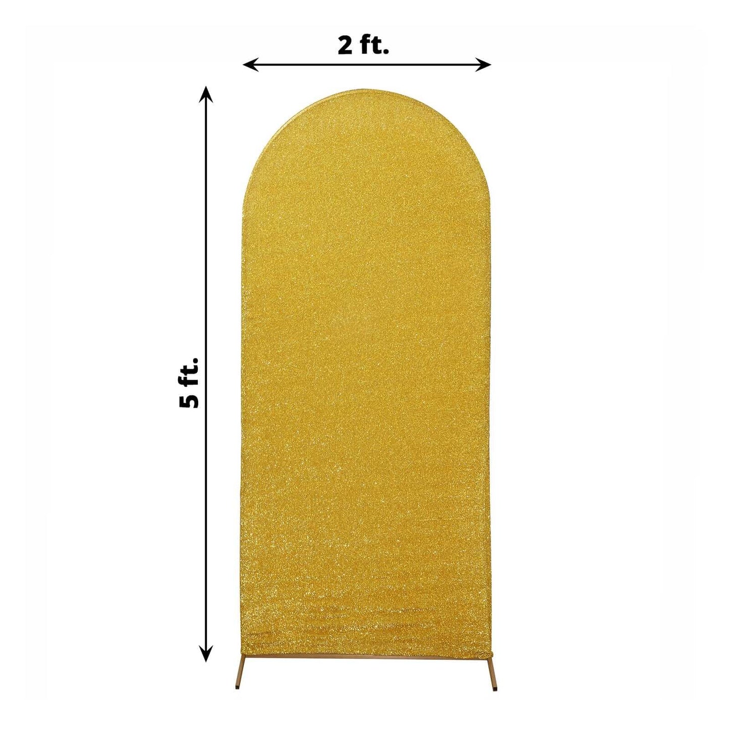 5ft Gold Shimmer Tinsel Spandex Chiara Backdrop Stand Cover For Fitted Round Top Wedding Arch