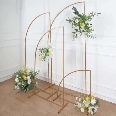5ft Gold Metal Half Moon Floral Frame Wedding Arbor Stand Chiara Backdrop Display Arch - Backdrops
