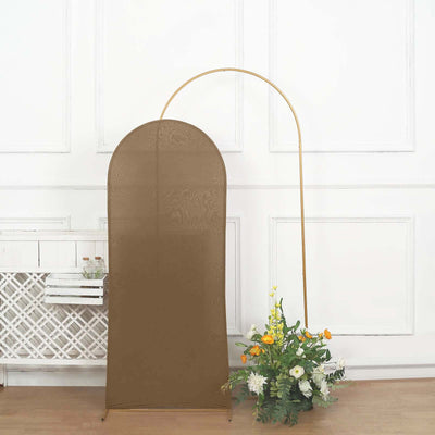 5ft Matte Taupe Spandex Fitted Chiara Backdrop Stand Cover For Round Top Wedding Arch - Backdrops