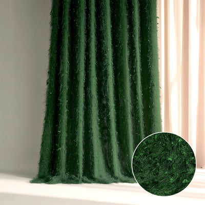 5ftx10ft Green Fringe Shag Polyester Event Drapery Panel Minky Fabric Divider Backdrop Curtain - Backdrops
