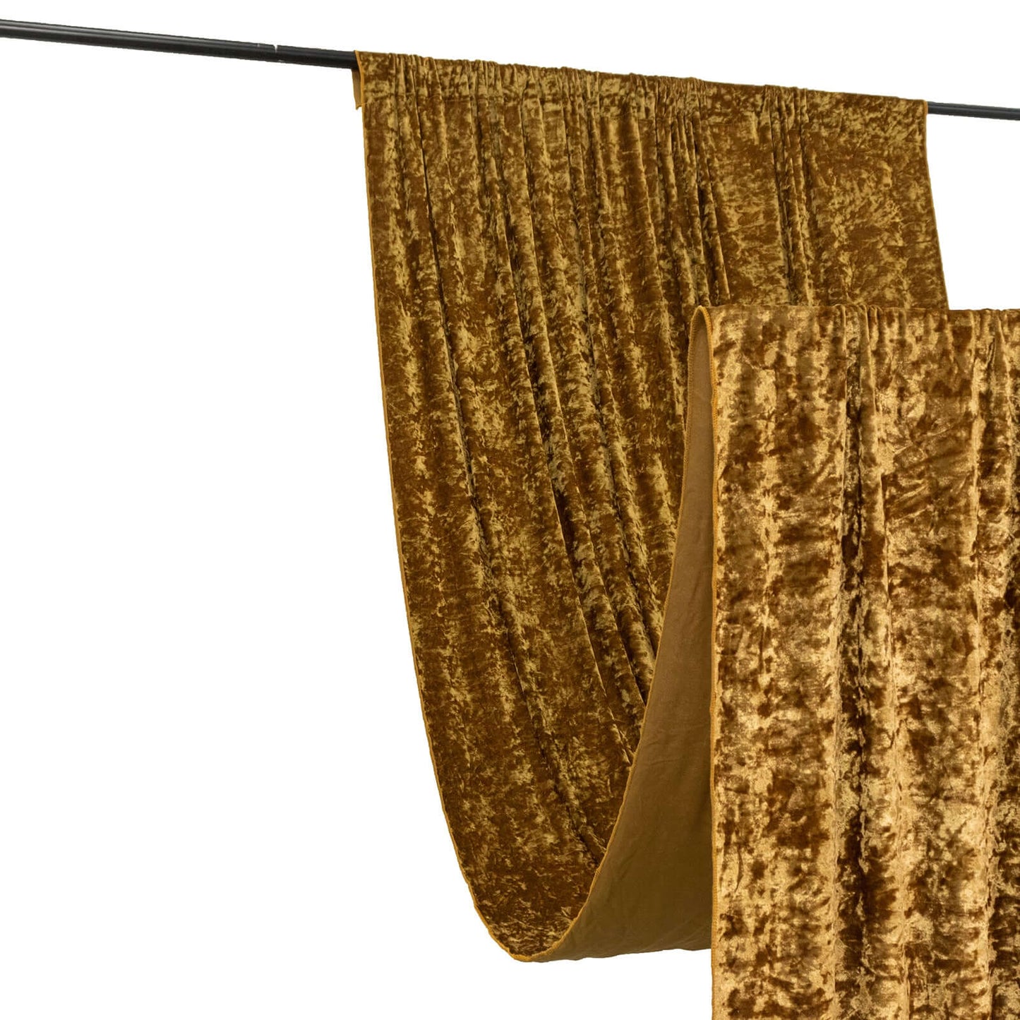 Gold Crushed Velvet Backdrop Curtain â€“ 5ft x 12ft Event Drape with Rod Pocket, Privacy Panel for Photo Booths & Events