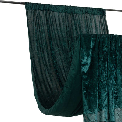 Hunter Emerald Green Crushed Velvet Backdrop Curtain â€“ 5ft x 12ft Event Drape with Rod Pocket, Privacy Panel for Photo Booths & Events