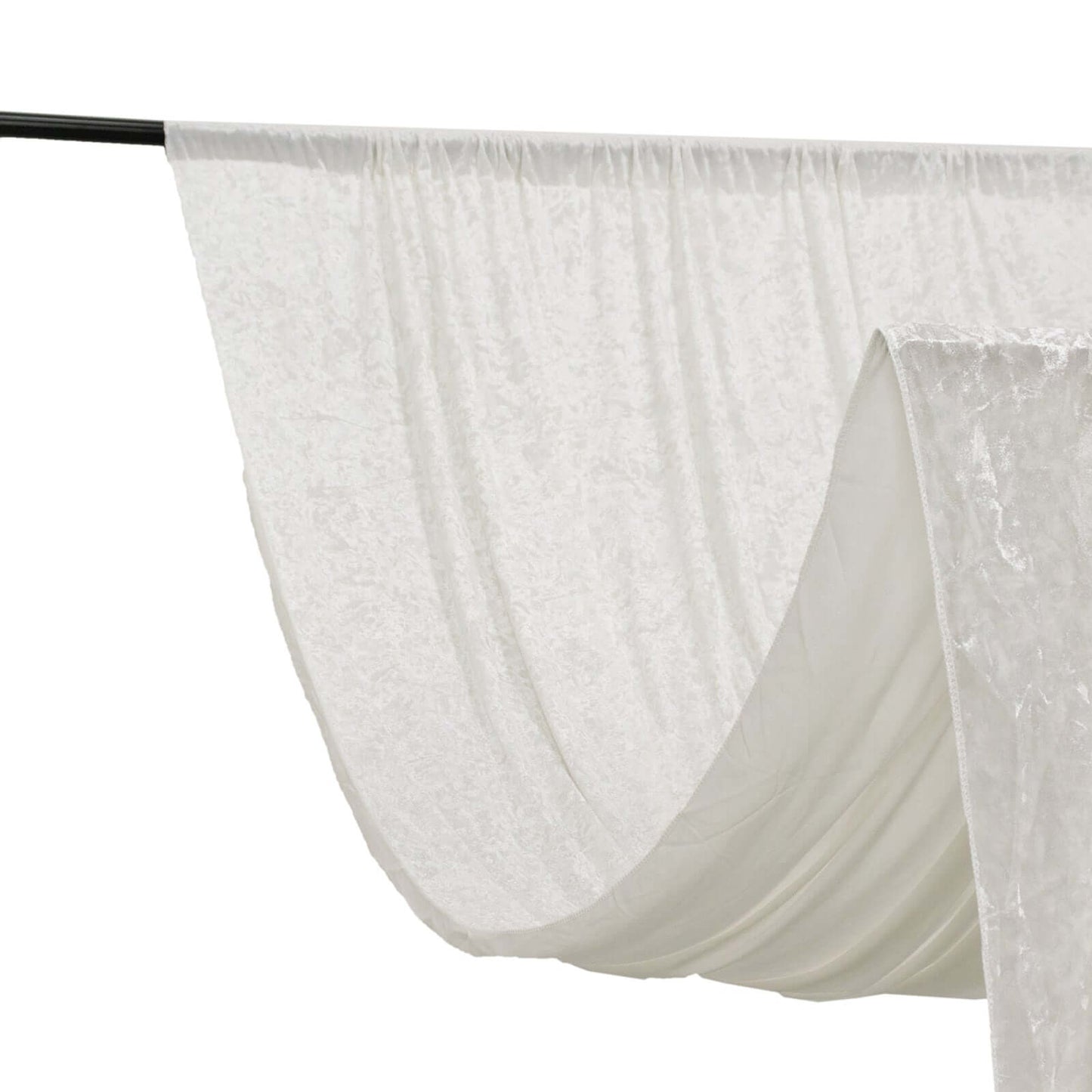 White Crushed Velvet Backdrop Curtain â€“ 5ft x 12ft Event Drape with Rod Pocket, Privacy Panel for Photo Booths & Events