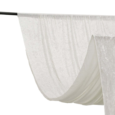 White Crushed Velvet Backdrop Curtain â€“ 5ft x 12ft Event Drape with Rod Pocket, Privacy Panel for Photo Booths & Events