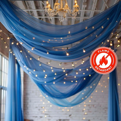 5ftx32ft Royal Blue Chiffon Curtain Panel Durable Flame Resistant Backdrop Ceiling Drapery With Rod Pocket - Backdrops
