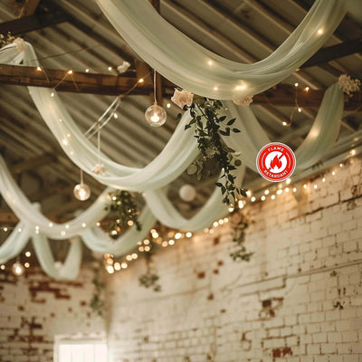 5ftx32ft Sage Green Chiffon Curtain Panel Durable Flame Resistant Backdrop Ceiling Drapery With Rod Pocket - Backdrops