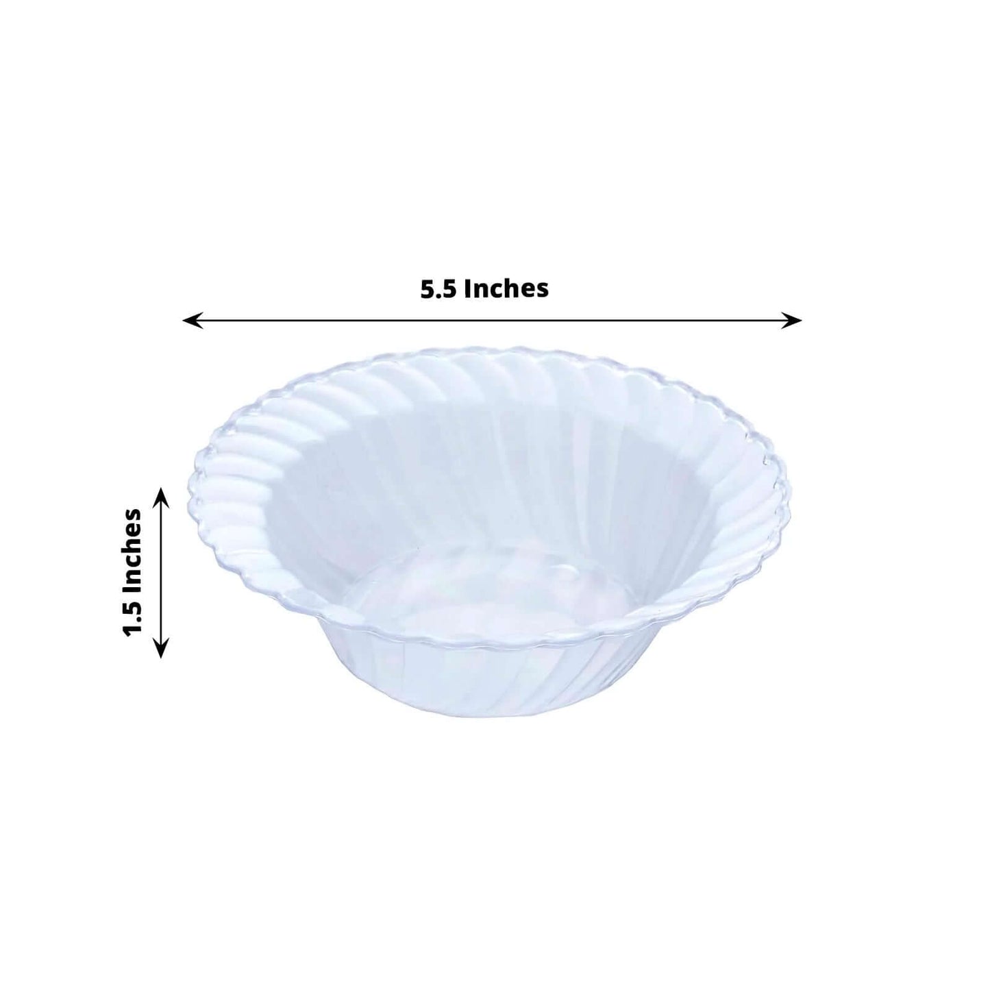 10-Pack Hard Plastic Fruit Bowls Clear Flared Design - Durable Disposable Bowls for Desserts 5oz