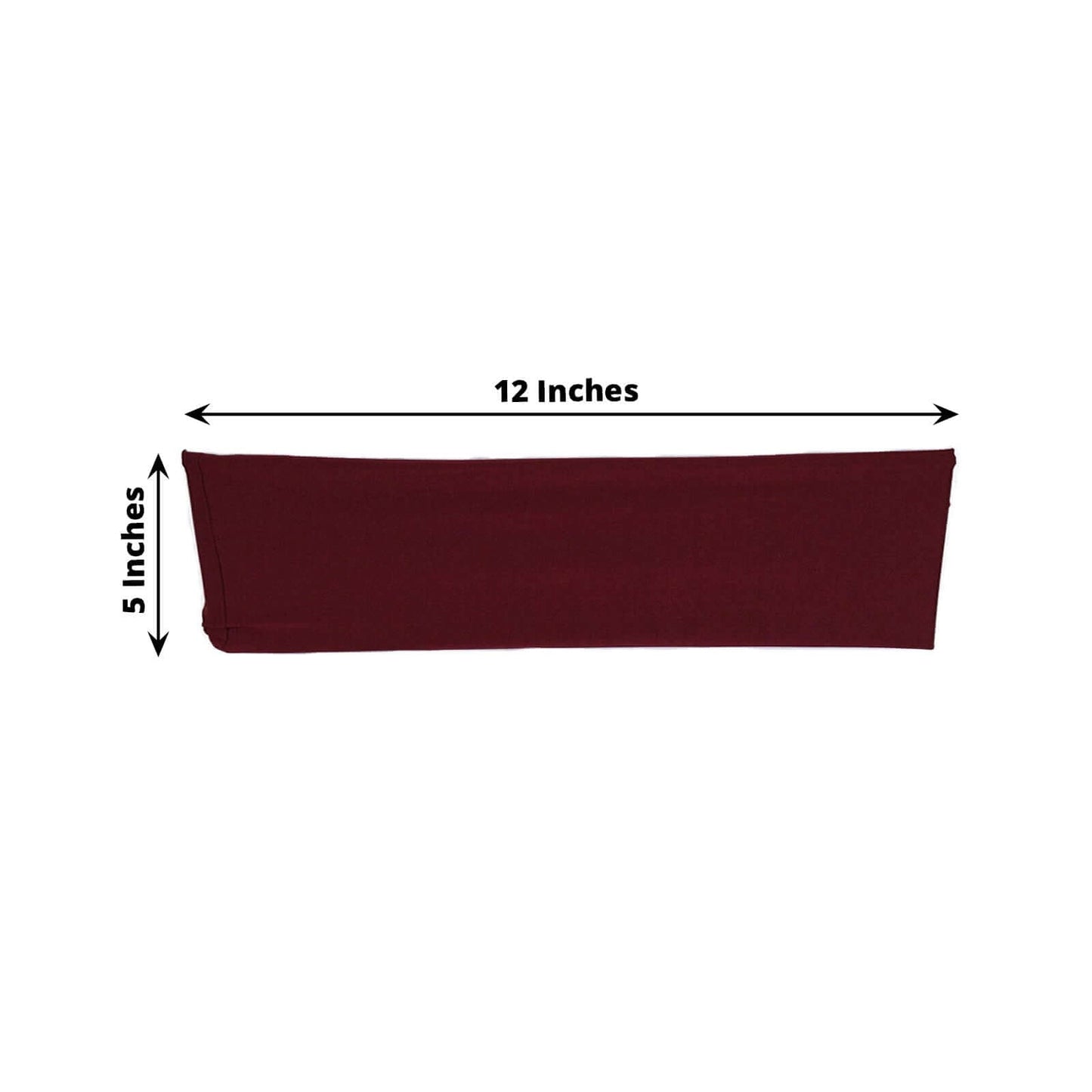 5 Pack Stretch Spandex Chair Sashes Burgundy - Fitted Finish Two Ply Heavy Duty Chair Bands 5"x12"