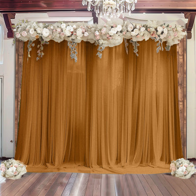 Gold Sheer Backdrop Drape â€“ 5ft x 14ft Wedding Arch & Ceiling Decor Panel, Wrinkle Free with Soft Shimmer