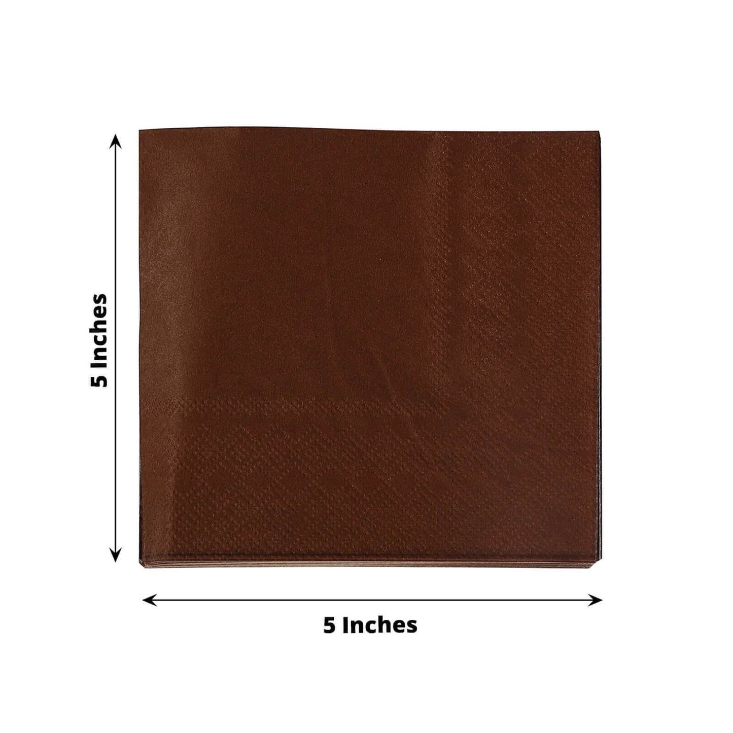 50-Pack Paper Beverage Napkins Cinnamon Brown - 2 Ply Disposable Soft 18GSM Cocktail Napkins 5"x5"