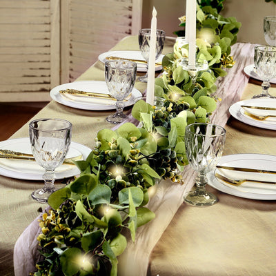 6.5ft Artificial Eucalyptus and Boxwood Garland String Lights Warm White 20 LED Battery Operated Fairy Lights with Fake