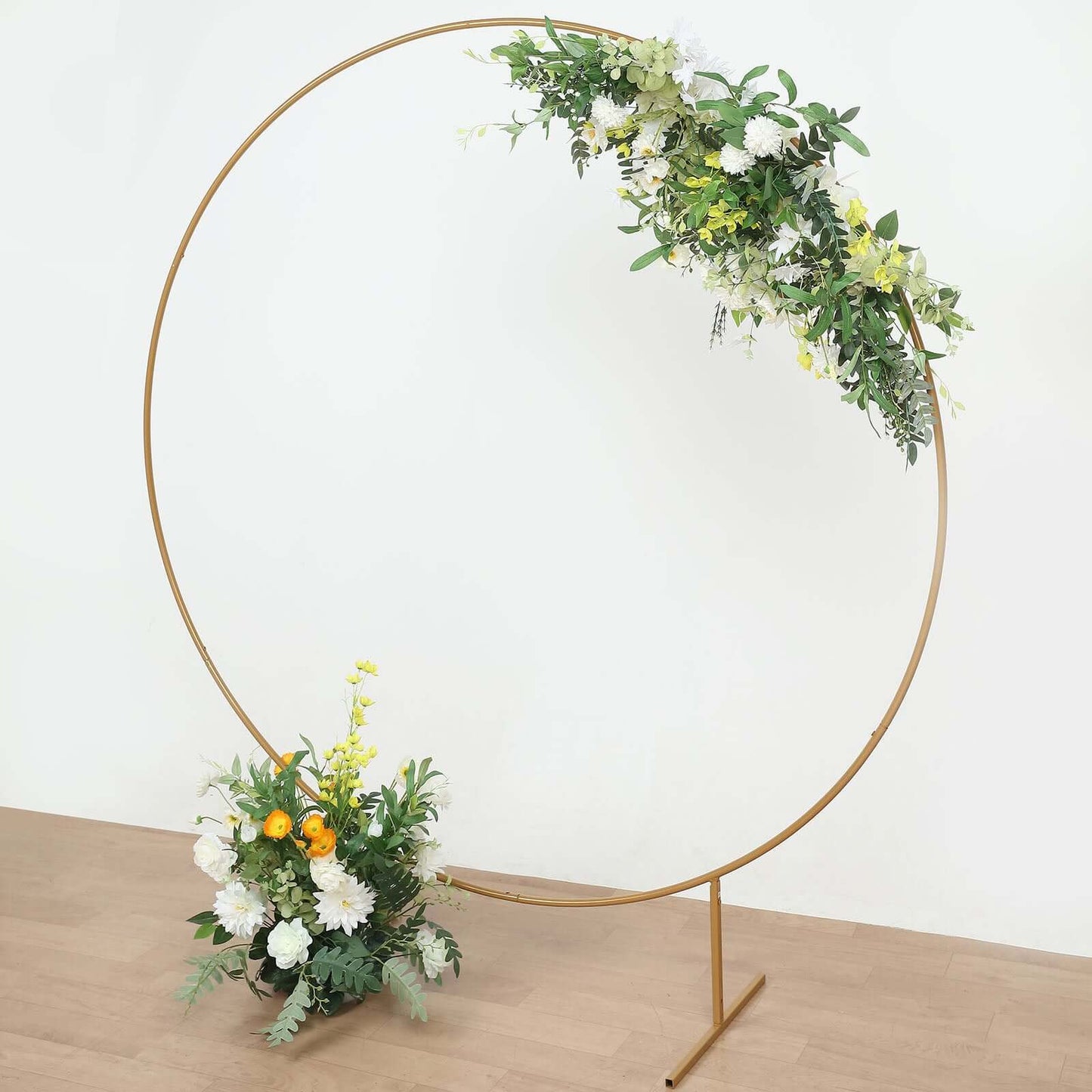 6.5ft Gold Metal Circle Wedding Arch Stand, Floral Balloon Garland Hoop, Round Backdrop Frame