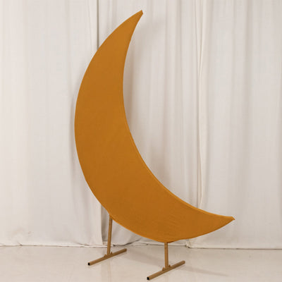 6.5ft Gold Spandex Crescent Moon Chiara Backdrop Stand Cover Custom Stretch Fitted Wedding Arch Cover - Backdrops