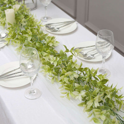 6.5ft Green Artificial Wandering Peperomia Tetragona Leaf Vine Faux Table Hanging Garland - Vines