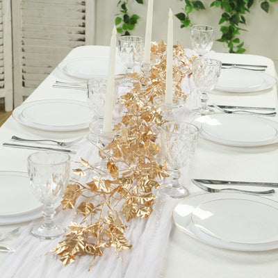 6.5ft Metallic Gold Artificial Ivy Leaves Garland - Hanging Vine for Table Arch & Backdrop Decor - Decorations