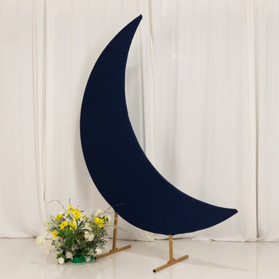 6.5ft Navy Blue Spandex Crescent Moon Chiara Backdrop Stand Cover Custom Stretch Fitted Wedding Arch Cover - Backdrops