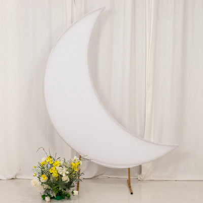 6.5ft White Spandex Crescent Moon Chiara Backdrop Stand Cover Custom Stretch Fitted Wedding Arch Cover - Backdrops