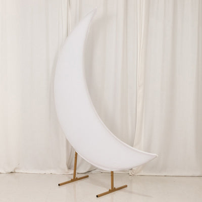 6.5ft White Spandex Crescent Moon Chiara Backdrop Stand Cover Custom Stretch Fitted Wedding Arch Cover - Backdrops