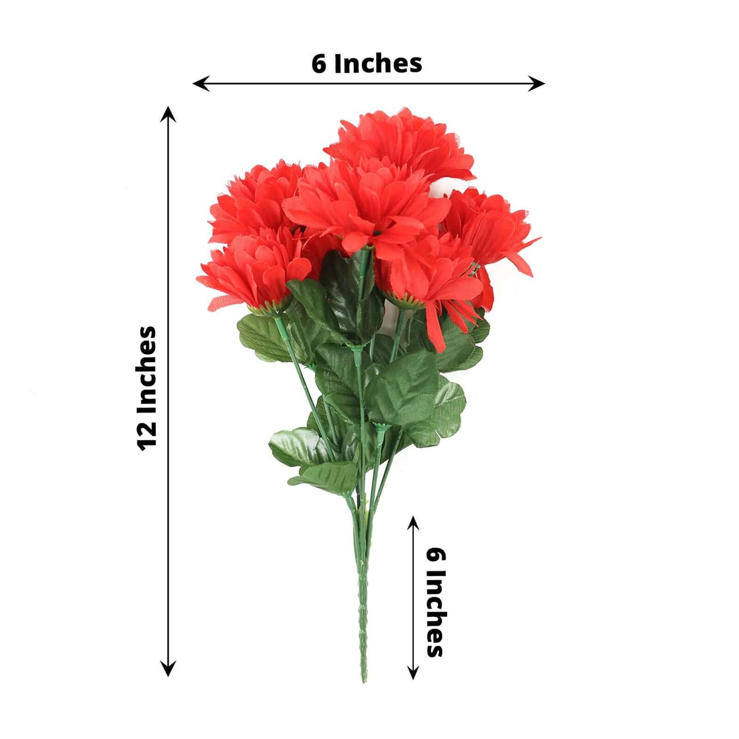 12 Bushes Red Artificial Silk Chrysanthemum Flower Bouquets