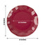 10-Pack Plastic Round 6" Dessert Plates in Burgundy Ruffled Rim with Gold Edging - Sturdy Disposable Salad Appetizer Dinnerware