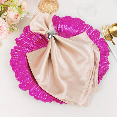 6-Pack Acrylic Plastic Round Charger Plates 13’’ in Fuchsia with Reef Design Dinner Charger Tableware - Decorative