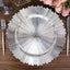 6-Pack Acrylic Plastic Round Charger Plates 13" in Metallic Silver with Sunray Scalloped Rim, Decorative Dinner Party Charger Tableware