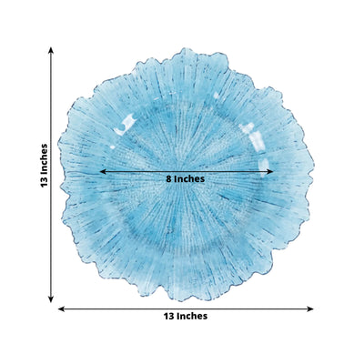6-Pack Acrylic Plastic Round Charger Plates 13’’ in Transparent Dusty Blue with Reef Design Dinner Charger Tableware