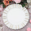 6-Pack Acrylic Plastic Round Charger Plates 13" in White with Gold Brushed Wavy Scalloped Rim, Decorative Dinner Party Charger Tableware