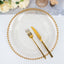 6-Pack Acrylic Round Charger Plates 13" in Clear Gold Glittered with Beaded Rim, Decorative Dinner Party Serving Plates