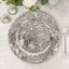 6-Pack Acrylic Round Charger Plates 13" in Metallic Silver with Rock Cut Design, Durable Plastic Dinner Charger Tableware
