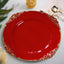 6-Pack Acrylic Round Charger Plates 13" in Red with Gold Embossed Baroque Rim, Antique Decorative Dinner Party Charger Tableware