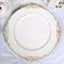 6-Pack Acrylic Round Charger Plates 13" in White Washed with Gold Embossed Baroque Rim, Antique Decorative Dinner Party Charger Tableware