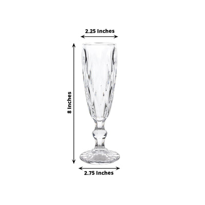 6-Pack Champagne Flute Glasses Clear Textured Crystal Cut Design - Chic Wine Goblets for Parties & Events 6oz 8’’