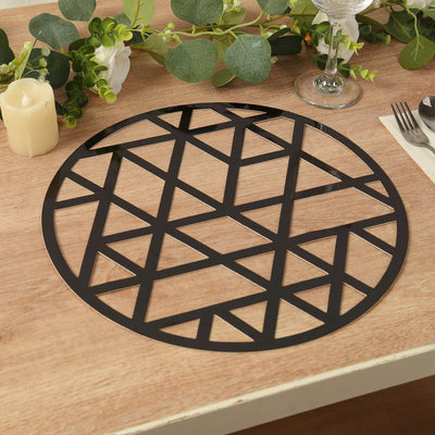 6-Pack Disposable Table Placemats in Black Laser Cut Geometric Triangle Design - 700GSM Cardboard Placemats