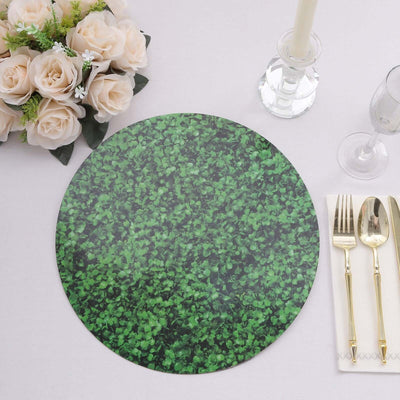 6-Pack Disposable Table Placemats in Green Boxwood Leaf Print - 700GSM Cardboard Placemats for Forest & Garden Theme