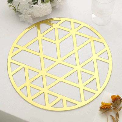 6-Pack Disposable Table Placemats in Metallic Gold Laser Cut Geometric Triangle Design - 700GSM Cardboard Placemats