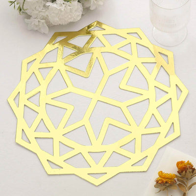 6-Pack Disposable Table Placemats in Metallic Gold Laser Cut Geometric Star Design - 700GSM Cardboard Placemats
