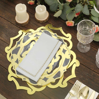 6-Pack Disposable Table Placemats in Metallic Gold Laser Cut Flower Design - 700GSM Cardboard Placemats for Glamorous