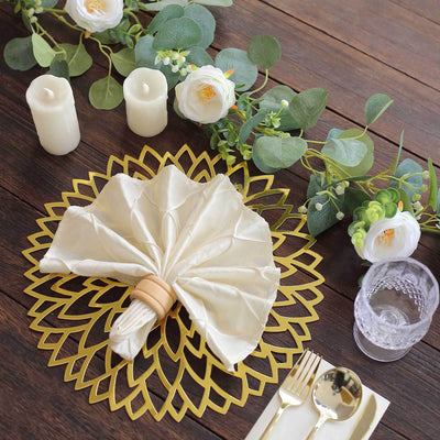 6-Pack Disposable Table Placemats in Metallic Gold with Laser Cut Hibiscus Flower Design - 400GSM Cardboard Placemats