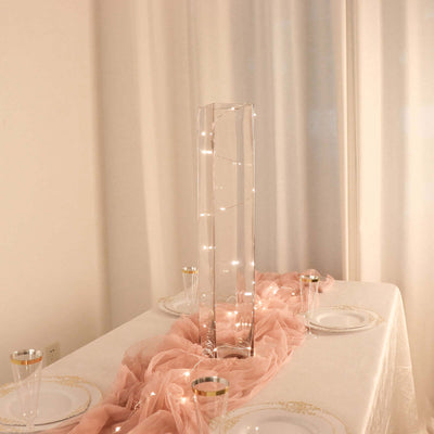 6-Pack Glass Cylinder Vases Square Clear - Durable Heavy Duty Floral Centerpieces for Weddings 24’’ - Centerpieces