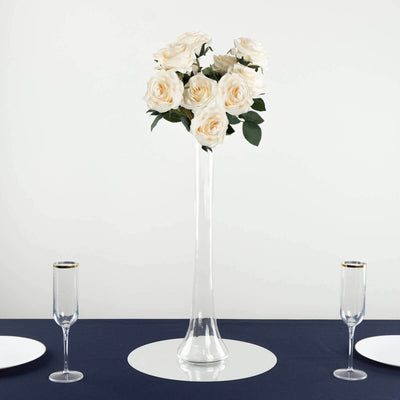 6-Pack Glass Eiffel Tower Vases Clear with Round Base - Tall Skinny Flower Bud Wedding Centerpieces 20’’ - Centerpieces