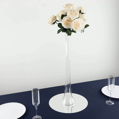 6-Pack Glass Eiffel Tower Vases Clear with Round Base - Tall Skinny Flower Bud Wedding Centerpieces 24’’ - Centerpieces