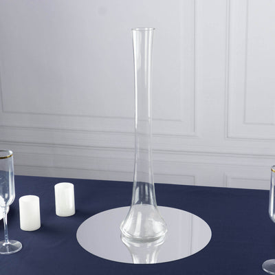 6-Pack Glass Eiffel Tower Vases Clear with Round Base - Tall Skinny Flower Bud Wedding Centerpieces 20’’ - Centerpieces