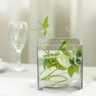 6-Pack Glass Flower Vases Heavy Duty Clear - Premium Table Centerpieces for Weddings 6"